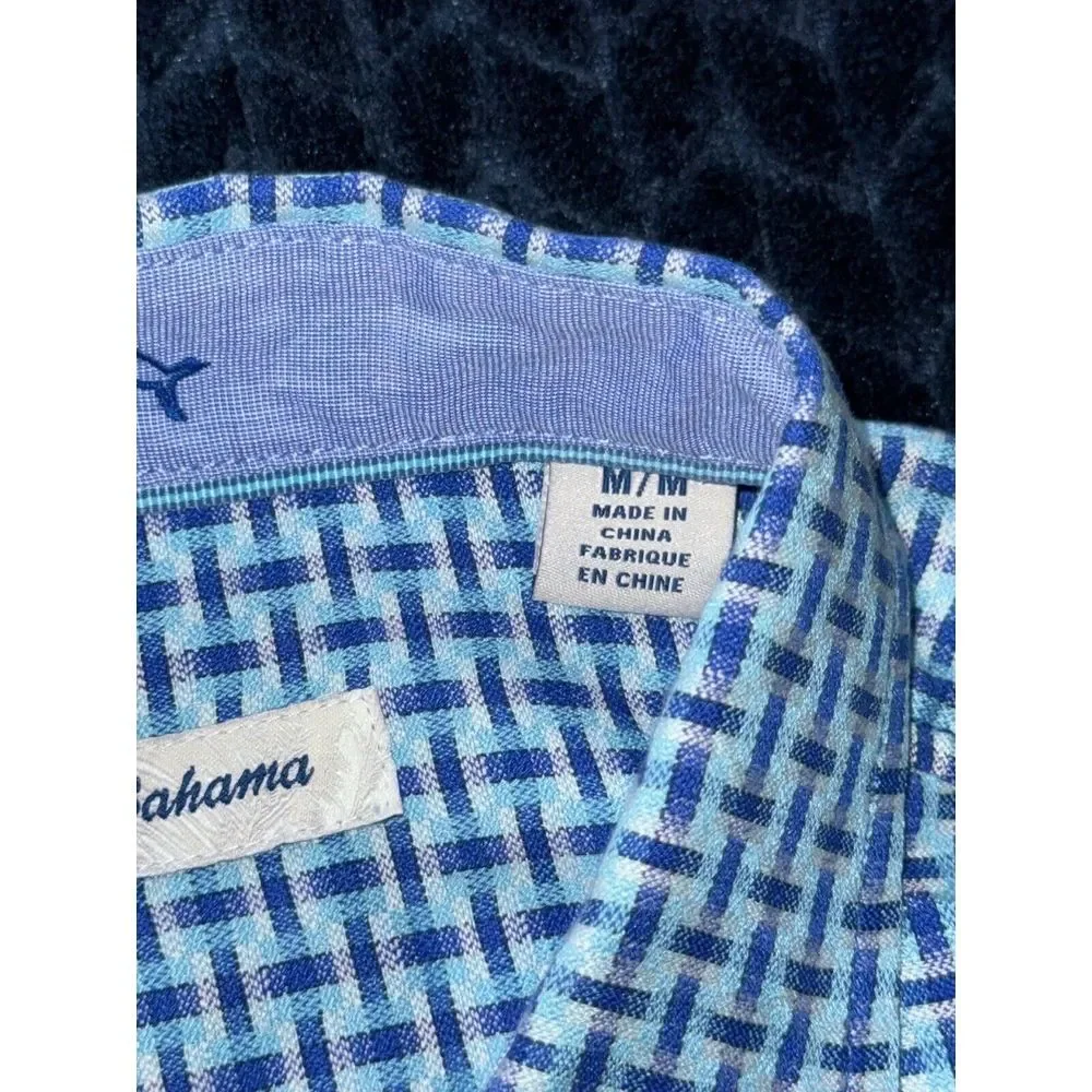 Tommy Bahama‎ Men's Checkered Button up Shirt Blue Island Size Medium
